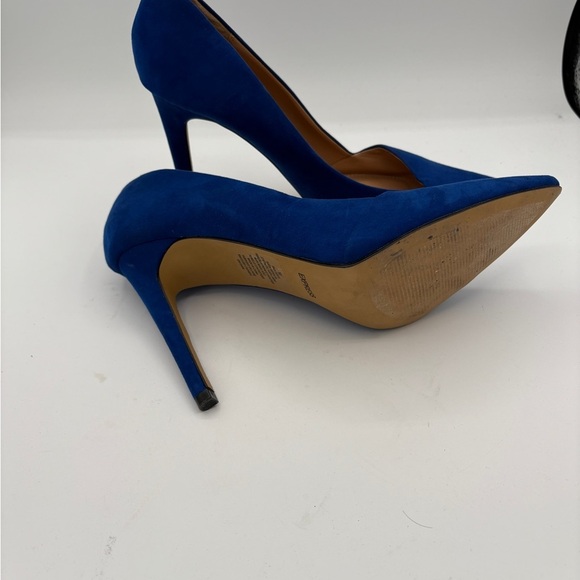 Express Faux Suede Colbalt Blue Heels Size 10 - Picture 5 of 5